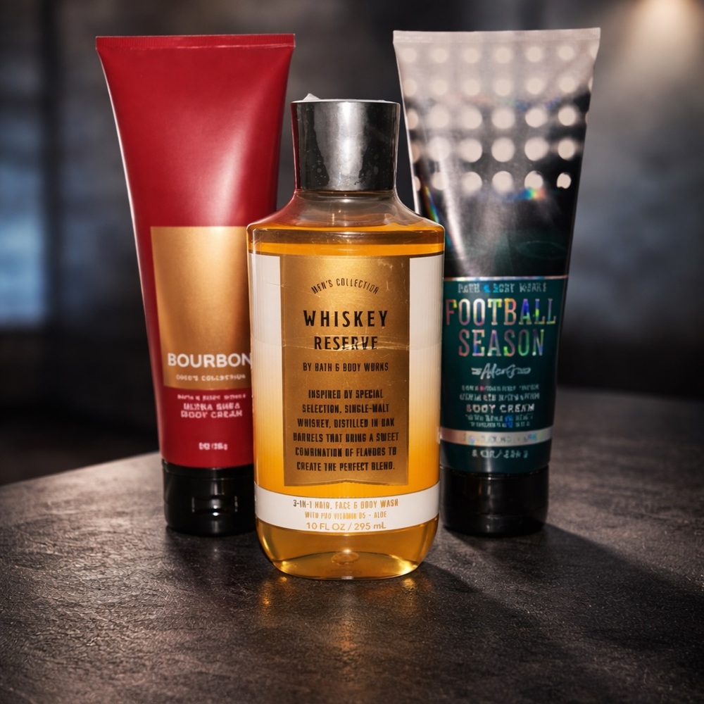 Bath & Body Works Men’s Bundle Bourbon, Whiskey Reserve & Football Season 3 Pc